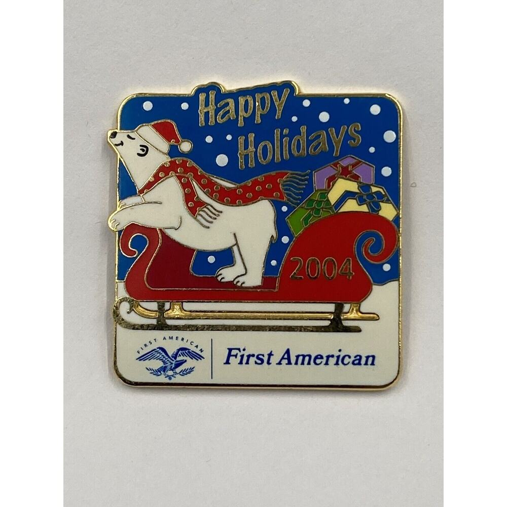 Vtg 2004 First American Insurance Christmas Happy Holidays Advertising Lapel Pin